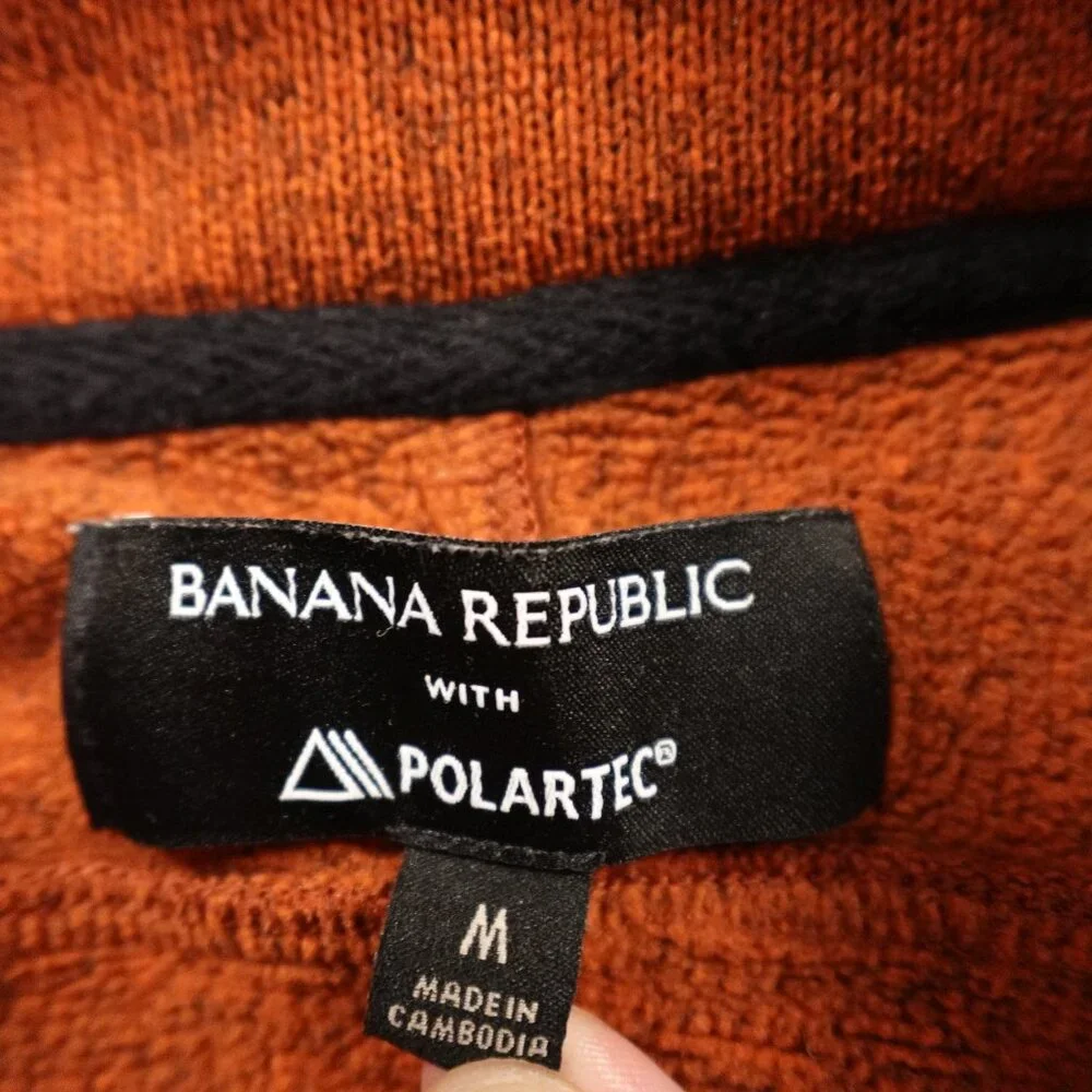 Banana Republic Polartec Quarter Zip Fleece Men’s Size‎ Medium Rust Orange Warm
